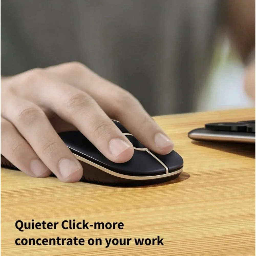 Wireless 2.4G Silent Mouse with USB Receiver DPI Precision Black Gold, New